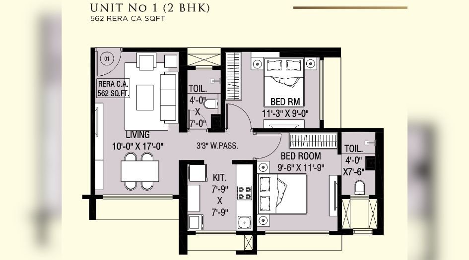 Omkaar-The-Grand-Floor-Plan-2 BHK-562 Sqft